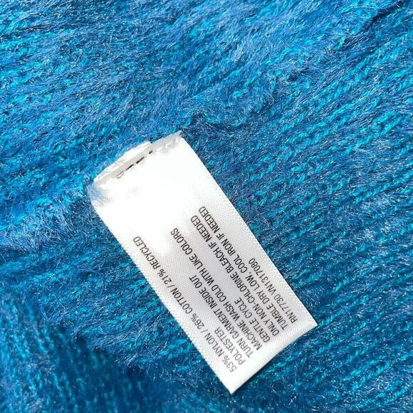 Knox Rose Womens Size Large Cosmic Blue Furry Fuzzy Sweater Y2K Dopamine Crew - Picture 6 of 9